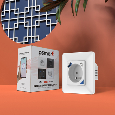 Prizë e zgjuar Psmart Tuya WiFi, mat rrymën, me portë USB, e bardhë