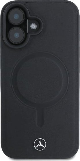 Mbulesë telefoni Mercedes Plain Smooth Leather, me MagSafe, për iPhone 16, e zezë