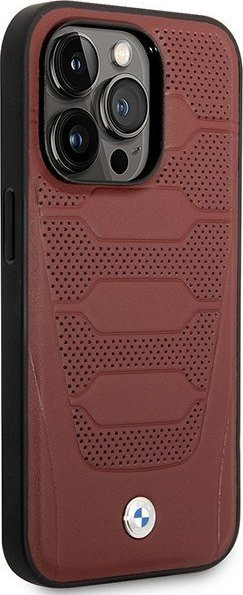 Mbrojtëse telefoni BMW BMHMP14L22RPSR për iPhone 14 Pro, MagSafe, lëkurë burgundy