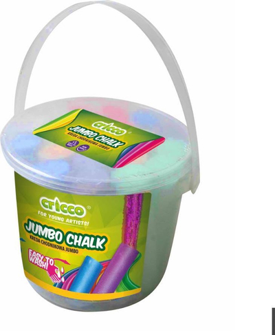 Shkumësa ngjyrash Cricco Jumbo Chalk, set 20 copë, në kovë, shumëngjyrëshe