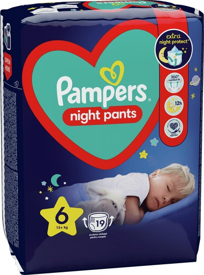Set Pampers Night Pants me letra të lagla, për natën, për lëkurë të ndjeshme, me shumë ngjyra