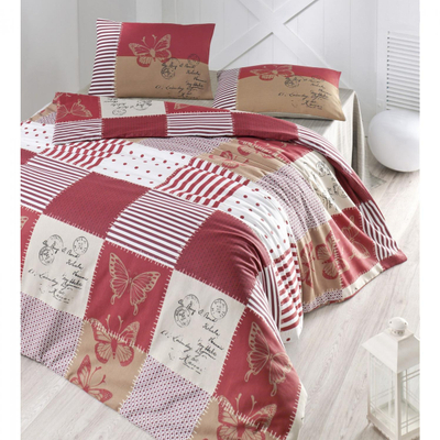 Set çarçafësh 4-pjesësh HM12062, kuqe/ bezhë