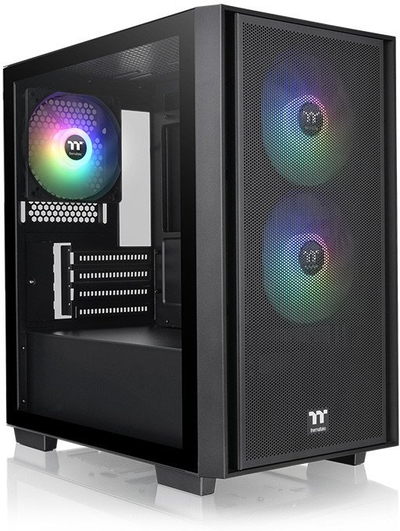 Kase kompjutri Thermaltake Versa H16 TG ARGB, Micro Tower, 3 ventilatorë 120mm ARGB, e zezë