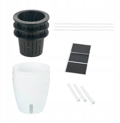 Set vazo lulesh Maximex, 3 copë, plastikë Ø18cm, e bardhë