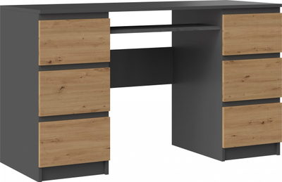 Shkrimore Topeshop Kuba, 130x51cm, 6 sirtarë, antracit
