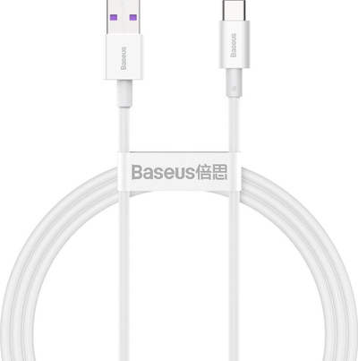Kabllo USB Baseus CATYS-02, USB-A në USB-C, 1 m, 66W, e bardhë