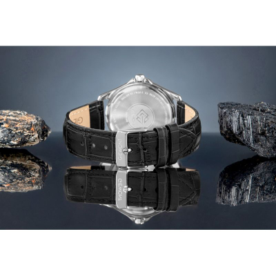 Orë dore meshkujsh Giewont Elegance GW5160-A6, quartz, xham sapphire, e zezë e kaltër