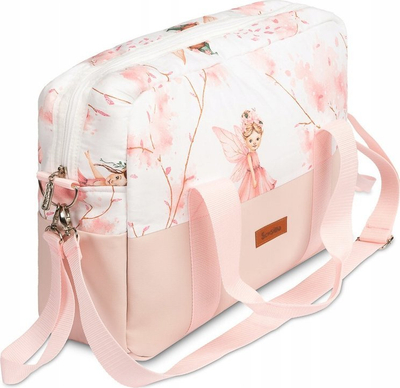 Çantë karroce Sensillo Leatherette Stroller Bag Fairies, me ndarje të brendshme, me rrip shpatulle, rozë