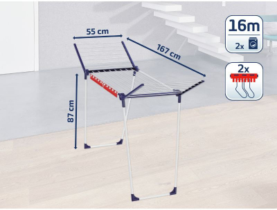 Tharëse rrobash LEIFHEIT Pegasus 160 Solid Slim 81620, 16 m, palosëse, e bardhë
