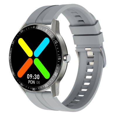 Smartwatch G.Rossi SW018-2, ekran rrumbullak me ngjyra, rrip silikoni, gri