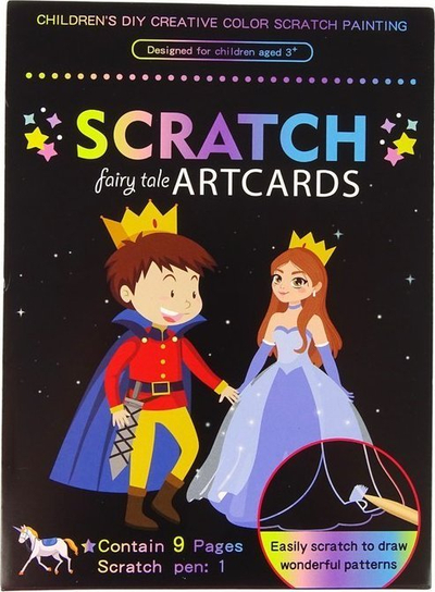 Set vizatimi për gërvishtje Scratch off Coloring Kingdom, 9 figura, për fëmijë