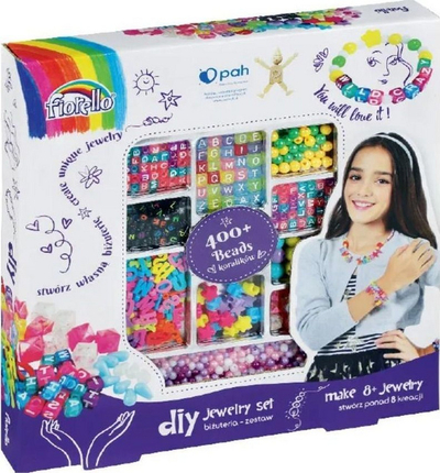Set kreativ bizhuteri Fiorello Creative Jewelry, 400+ rruaza, për fëmijë, shumëngjyrësh