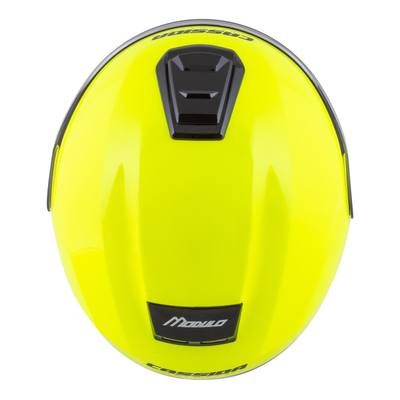 Helmetë moto CASSIDA Modulo 2.1 Compass, touring flip up, përgatitur për Pinlock, e verdhë fluo e zezë argjend të kuqe