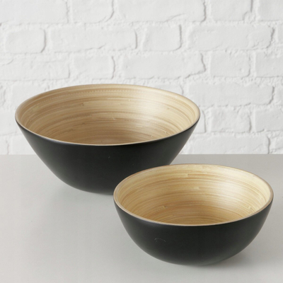 Set tasa dekorativë Boltze Home Bambo, bambu, të zinj dhe natyralë