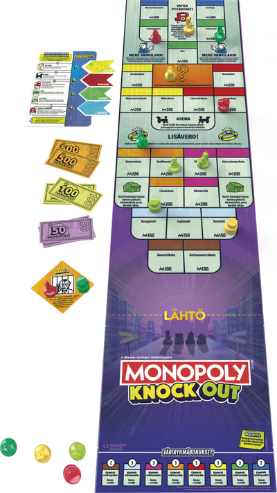 Lojë tavoline Hasbro Monopoly Knockout, familjare, 2‑8 lojtarë