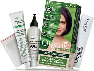 Ngjyrë flokësh Joanna Naturia Organic 333 Aubergine, vegane, pa amoniak
