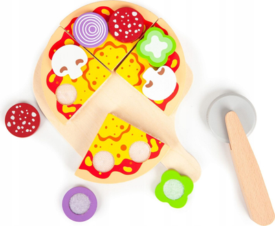 Set lodër kuzhine Ecotoys furrë pice druri, me pica dhe vegla, gri