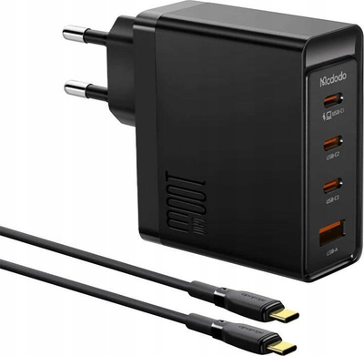 Karikues muri Mcdodo GaN 100W, 3x USB C 1x USB A, me kabllo 2m, i zi