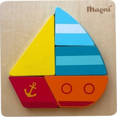 Puzzle druri Magni Ship, lodër edukative, shumëngjyrëshe