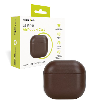 Mbrojtëse Mobile Origin Leather për AirPods 4, kafe