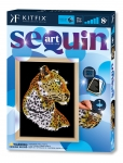 Set kreativ me sekuina KITFIX Sequin Art Blue Premium Leopard, për fëmijë 8+, me kornizë druri, shumëngjyrësh
