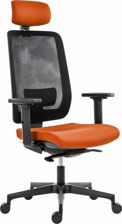 Karrige zyre Powerton Lucie ergonomike, me mbështetëse koke, portokalli