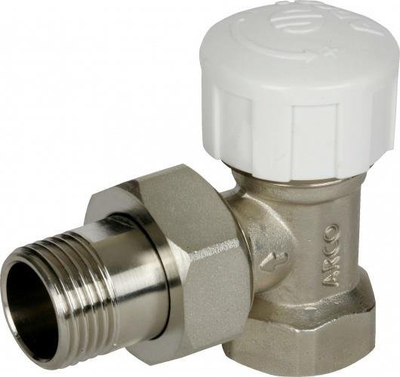 Valvul radiatorësh Sourcing Lockshield, 1/2" x 1/2", këndore, krom me dorezë të bardhë