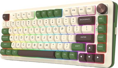 Gejминг тастатура Redragon, механичка безжична 75%, RGB, зелена бела кафеава