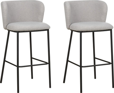 Set karrige bari Beliani Mina Boucle, set 2 copë, metal, gri e hapur