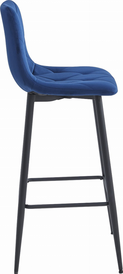 Stol bari LEOBERT Nado, kadife blu navy, këmbë të zeza, 60x55x60 cm
