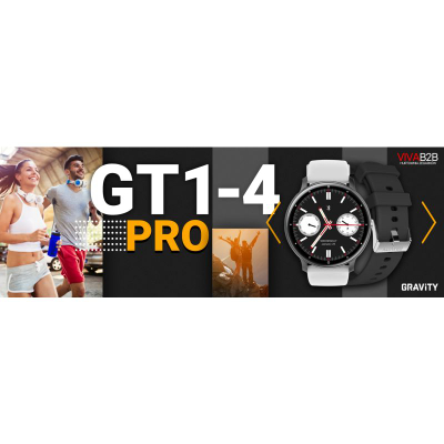 Ora e zgjuar Gravity GT1-4 PRO, ekran 1.39", Bluetooth 5.2, e zezë