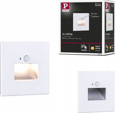 Dritë muri me sensor Paulmann Edge Quadro, LED, 8x8cm, e bardhë