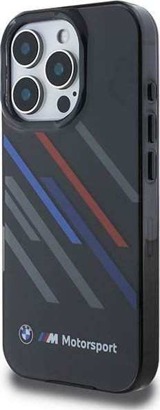 Këllëf telefoni BMW Motorsport Random Stripes për iPhone 16 Pro 6.3", plastik, i zi