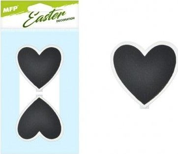 Kapëse druri dekorative MFP Heart, set 2 copë, 70x70mm, të zeza me kornizë të bardhë