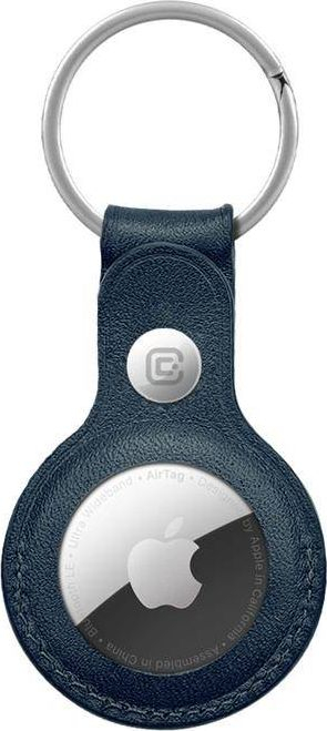 Çelësmbajtëse Crong për Apple AirTag, lëkurë, blu navy