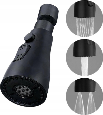 Perlator rubineti universal, 3 funksione, rrotullim 360°, i zi matte