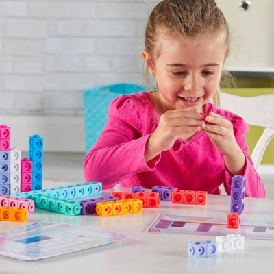 Set edukativ Learning Resources MathLink Cubes Fantasticals, 115 pjesë, aktivitete matematikore, shumëngjyrësh