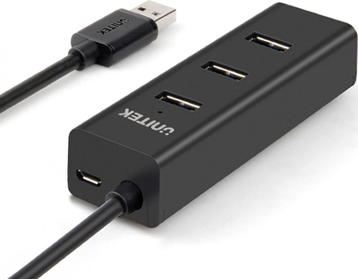 HUB USB Unitek (Y-3089), 4x USB 3.0, lidhës USB-A, i zi