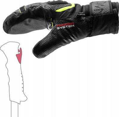 Dorëza skish Leki Wcr Team 3D Jr Mitt, për kalamaj, Black Ice Lemon