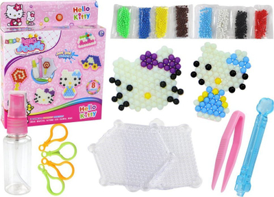 Set kreativ me rruaza uji Leantoys Hello Kitty, 8 ngjyra, për kalamaj 5+