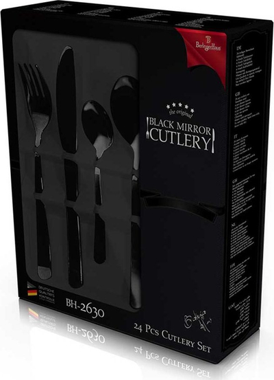 Set kuti Berlinger Haus BH-2630, 24 copë, çelik inox Black Mirror, i zi