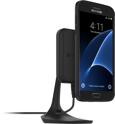 Mbajtës tavoline me karikim wireless Mophie Charge Force Desk Mount, Qi, 1.0A, i zi
