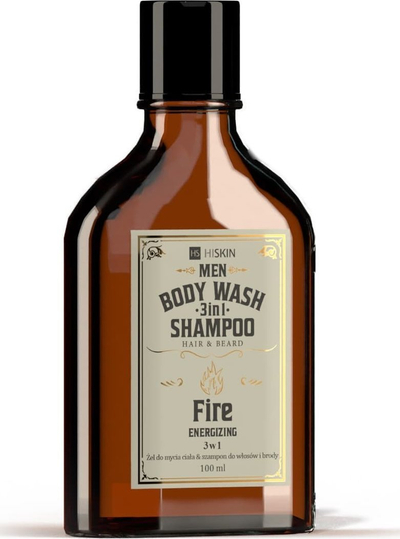 Xhel dushi dhe shampo për flokë e mjekër HiSkin Men Whisky 3n1 Fire, 100 ml