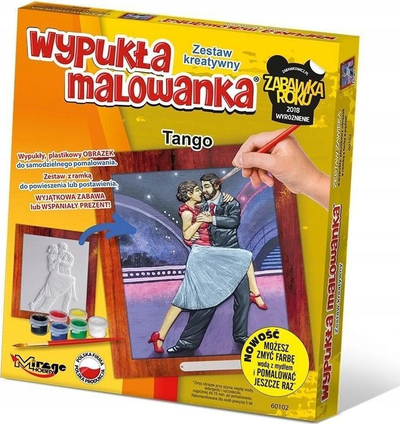 Set kreativ pikturimi Mirage Hobby Convex Coloring Dance Tango, tablo plastike 3D, me bojra akril, shumëngjyrsh