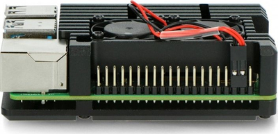 Kuti alumini JustPi LT-4B02 për Raspberry Pi 4B, me 2 ventilatorë, e zezë