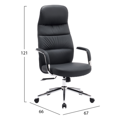 Karrige zyre Teeter HM18355.01, lëkurë PU, bazë kromi, e zezë