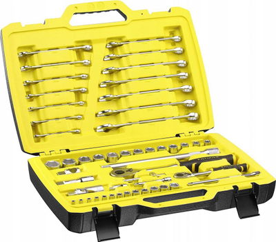 Set veglash Stanley FMMT82827-1, 49 pjesë, me valixhe, i verdhë