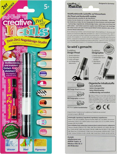 Set manikyri Creative Nails Touch Up Pencil, 2 copë, për thonj natyral dhe artificial, e bardhë dhe e zezë