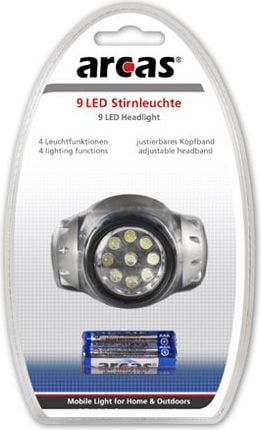Фенер за глава ARCAS 30710004, 9 LED, 3xAAA, црн