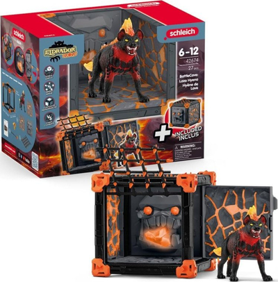 Set lojërash Schleich ELDRADOR CREATURES BattleCave Lava Hyena 42674, 27 pjesë, nga 7 vjeç